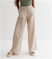 Women's Petite Stone Crinkle Waist Trousers New Look