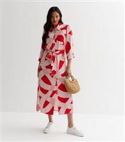 Red Abstract Stripe Midaxi Shirt Dress New Look