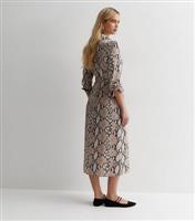 Brown Snake Print Belted Midaxi Dress New Look