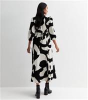 Black Abstract Print V Neck Midaxi Dress New Look