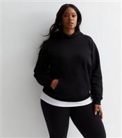 Women's Plus Size Black Jersey Hoodie Curves New Look