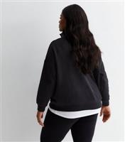 Women's Plus Size Black Zip Neck Sweatshirt Curves New Look