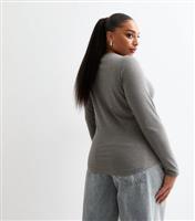 Women's Plus Size Grey Crew Neck Long Sleeve Top Curves New Look