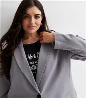 Women's Plus Size Dark Grey Textured Blazer Curves New Look