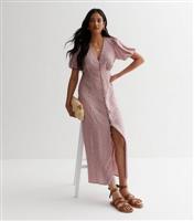 Pink Ditsy V Neck Puff Sleeve Midaxi Dress New Look