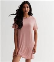 Pale Pink Oversized Mini T-Shirt Dress New Look