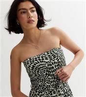 White Animal Print Jersey Bandeau Crop Jumpsuit New Look