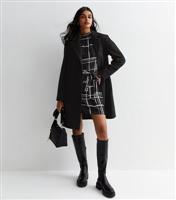 Black Check Belted High Neck Mini Tunic Dress New Look