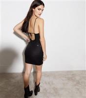 Black Sequin Cowl Neck Bodycon Mini Dress New Look