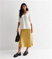 Women's Gold Satin Midi Skirt Gini London New Look