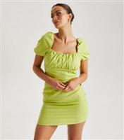 Urban Bliss Light Green Puff Sleeve Mini Dress New Look