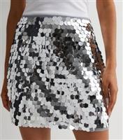 Petite Silver Large Sequin Mini Skirt New Look