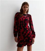 Red Abstract Print Cut Out Mini Dress New Look