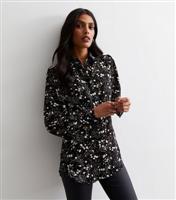 Women's Black Abstract Star Print Collared Shirt New Look