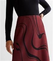 Red Swirl Satin Bias Cut Midaxi Skirt New Look