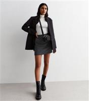 Women's Grey Textured High Waist Mini Skirt New Look