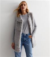 Women's Grey Faux Fur Gilet Gini London New Look