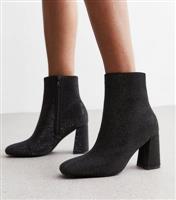 Black Embellished Block Heel Ankle Boots New Look