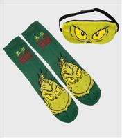Fizz Creations Green The Grinch Sleep Mask and Socks Set New Look