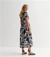Black Abstract Belted Midaxi Dress New Look