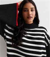 Women's Black Knit Stripe Wide Sleeve Jumper Sunshine Soul New Look
