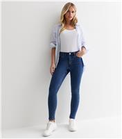 Women's Petite Mid Blue Mid Rise Amie Skinny Jeans New Look