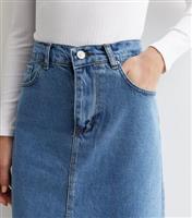 Women's Bliss Blue Denim Split Front Maxi Skirt Urban Bliss New Look