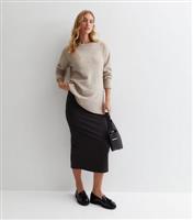 Maternity Black Satin Midaxi Skirt New Look