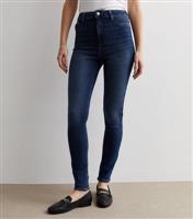 Women's Blue High Waist Hallie Super Skinny Jeans New Look