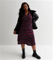 Women's Plus Size Red Animal Print Puff Sleeve Midi Dress Curves New Look