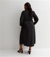 Women's Plus Size Animal Print Satin Twist Front Midi Dress Curves New Look