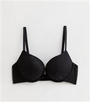 Women's Black Zebra Lace Push Up Bra New Look