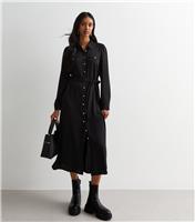Women's Black Belted Utility Midaxi Shirt Dress New Look