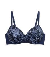 Women's Plus Size Blue Paisley Print Bikini Top Curves Dorina New Look