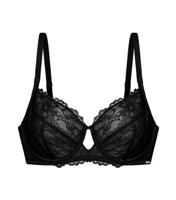 Women's Plus Size Black Floral Lace Underwired Bra Curves Dorina New Look