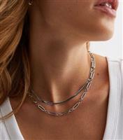 Silver Snake Chain Layered Necklace New Look
