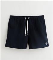 Men's Navy Mid Length Drawstring Swim Shorts New Look