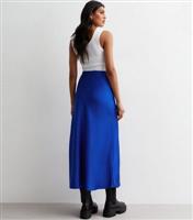 Women's Bright Blue Satin Bias Cut Midi Skirt New Look