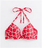 Women's Red Geometric Print Underwired Bikini Top New Look