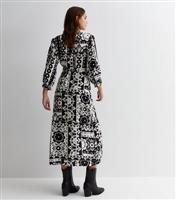 Women's Black Floral Patchwork Belted Midaxi Shirt Dress New Look