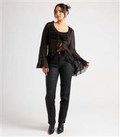 Women's Petite Black Coated Straight Leg Jeans Urban Bliss New Look