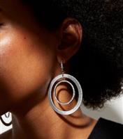 Silver Diamant Double Circle Wrap Earrings New Look