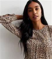 Women's Cream Leopard Print Midi Dress Gini London New Look