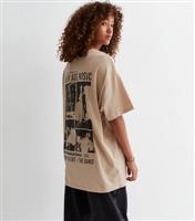 Girls Camel Cotton New Age Music Logo Oversized T-Shirt New Look