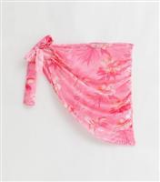 Women's Pink Floral Mini Sarong Gini London New Look