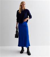 Women's Tall Bright Blue Bias Cut Satin Midaxi Skirt New Look
