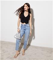Women's Black Halter Crop Waistcoat New Look