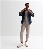 Men's Light Brown Linen Blend Trousers New Look