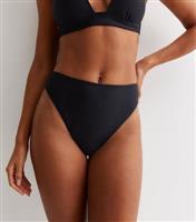 Women's Black High Waist High Leg Bikini Bottoms New Look