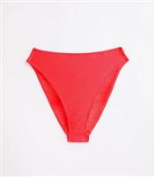 Women's Red High Waist High Leg Bikini Bottoms New Look